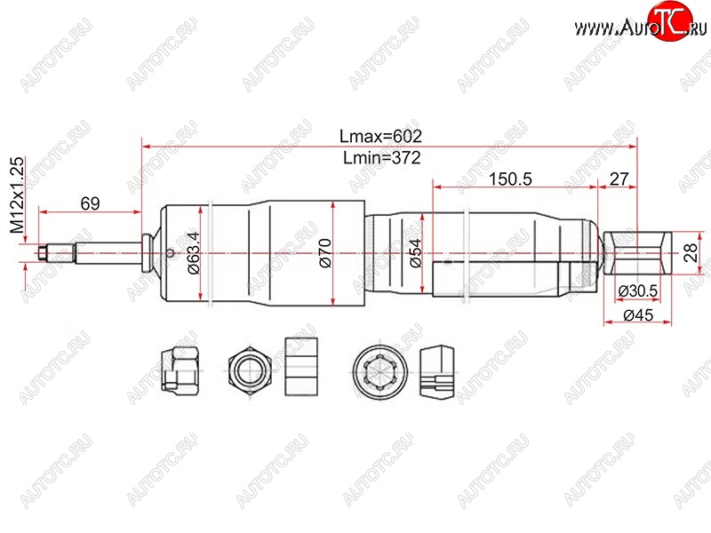 2 399 р. Амортизатор задний LH=RH SAT  Toyota Land Cruiser  80 (1989-1997)  с доставкой в г. Таганрог