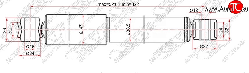 1 739 р. Амортизатор задний SAT (устанавливается на левую или правую сторону) Toyota LiteAce Noah (1996-2001)  с доставкой в г. Таганрог