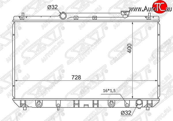 7 349 р. Радиатор двигателя SAT (пластинчатый, 2.2, МКПП/АКПП)  Toyota Mark 2  Qualis (1997-2002) седан  с доставкой в г. Таганрог