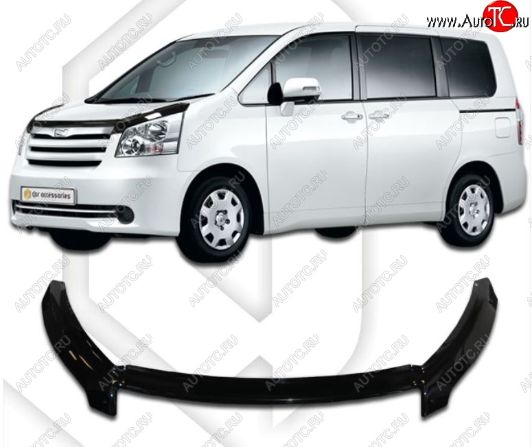 2 599 р. Дефлектор капота CA-Plastiс exclusive  Toyota Noah  2 (2007-2010) дорестайлинг (Classic черный, Без надписи)  с доставкой в г. Таганрог