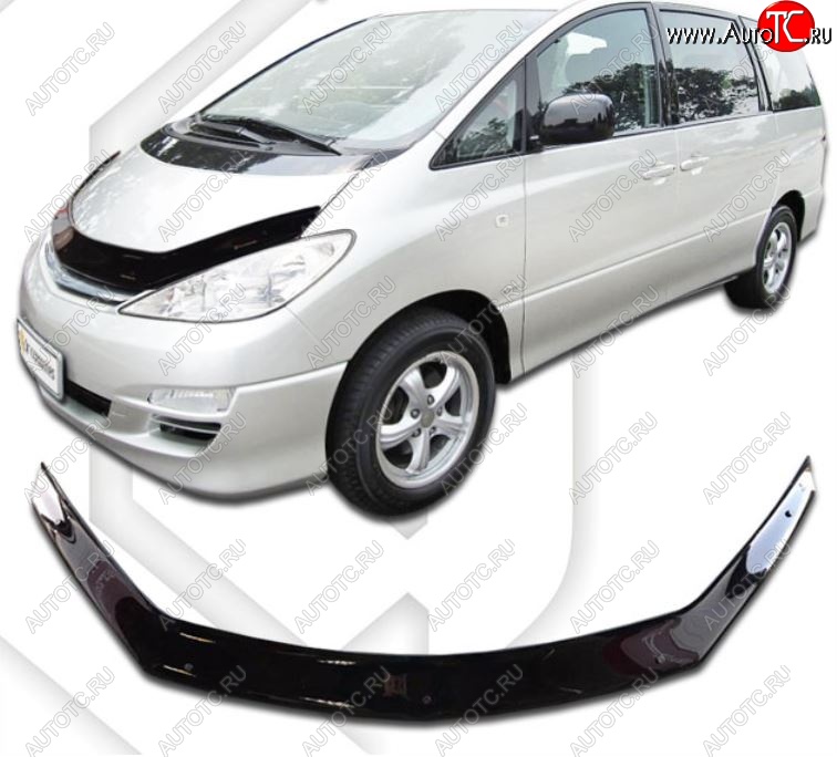 1 999 р. Дефлектор капота CA-Plastiс  Toyota Previa  2 (2000-2006) (Classic черный, Без надписи)  с доставкой в г. Таганрог