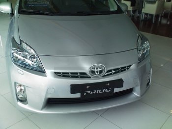 1 459 р. Декоративные элементы решетки радиатора SAT Toyota Prius XW30 дорестайлинг (2009-2011) (Хром)  с доставкой в г. Таганрог. Увеличить фотографию 2