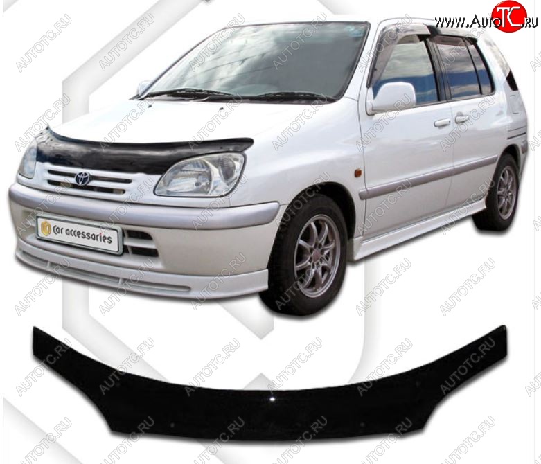 2 159 р. Дефлектор капота CA-Plastiс  Toyota Raum (1997-2003) (Classic черный, Без надписи)  с доставкой в г. Таганрог