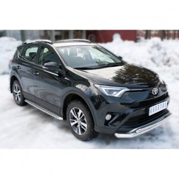 22 949 р. Пороги труба d42 с листом (Лист алюм,проф.сталь)(v2) SLITKOFF  Toyota RAV4  XA40 (2015-2019) 5 дв. рестайлинг  с доставкой в г. Таганрог. Увеличить фотографию 4