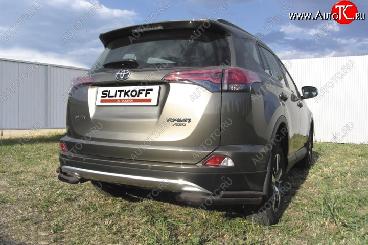 7 599 р. Уголки d57+d42 двойные  Toyota RAV4  XA40 (2015-2019) 5 дв. рестайлинг (Цвет: серебристый)  с доставкой в г. Таганрог