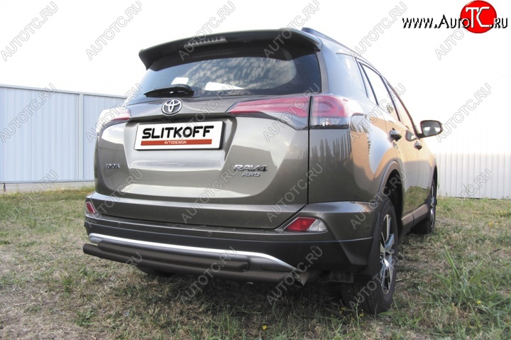 7 749 р. Защита задняя Slitkoff  Toyota RAV4  XA40 (2015-2019) 5 дв. рестайлинг (Цвет: серебристый)  с доставкой в г. Таганрог