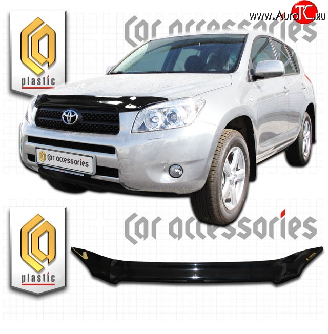 1 999 р. Дефлектор капота CA-Plastic  Toyota RAV4  XA305 (2005-2009) 5 дв. дорестайлинг (Classic черный, Без надписи)  с доставкой в г. Таганрог