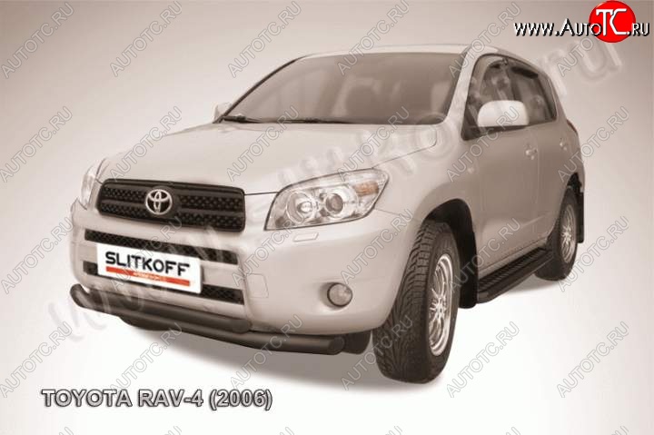 9 999 р. Защита переднего бампер Slitkoff  Toyota RAV4  XA305 (2005-2009) 5 дв. дорестайлинг (Цвет: серебристый)  с доставкой в г. Таганрог