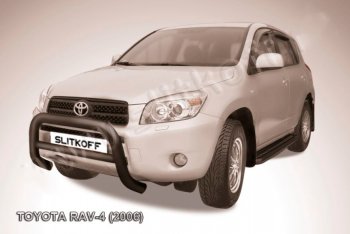 33 649 р. Защита переднего бампера Slitkoff (Ø76 мм, низкая)  Toyota RAV4  XA305 (2005-2009) 5 дв. дорестайлинг (Нержавейка полированная)  с доставкой в г. Таганрог. Увеличить фотографию 2