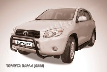 24 449 р. Защита переднего бампера Slitkoff (Ø57 мм, низкая) Toyota RAV4 XA305 5 дв. дорестайлинг (2005-2009) (Нержавейка полированная)  с доставкой в г. Таганрог. Увеличить фотографию 2