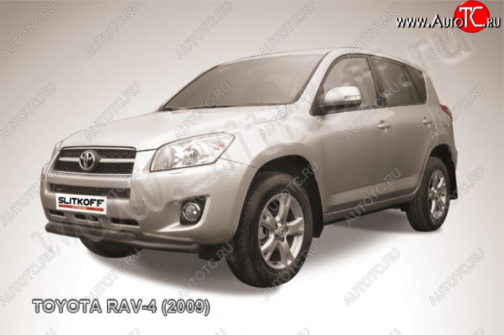 10 299 р. Защита переднего бампер Slitkoff Toyota RAV4 XA30 5 дв. 1-ый рестайлинг (2008-2010) (Цвет: серебристый)  с доставкой в г. Таганрог