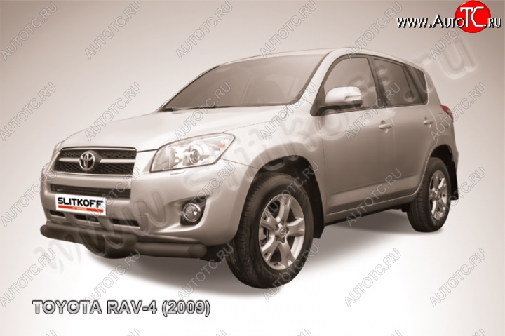 11 299 р. Защита переднего бампер Slitkoff Toyota RAV4 XA30 5 дв. 1-ый рестайлинг (2008-2010) (Цвет: серебристый)  с доставкой в г. Таганрог