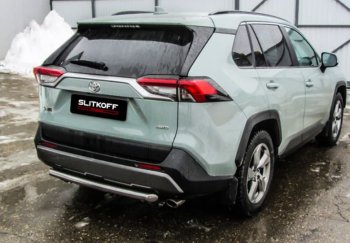 8 999 р. Защита заднего бампера Slitkoff (d57)  Toyota RAV4  XA50 (2018-2025) 5 дв. дорестайлинг (Нержавейка, Без окраски)  с доставкой в г. Таганрог. Увеличить фотографию 1