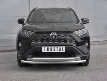 20 349 р. Защита переднего бампера (2 трубы Ø63 и 75х42 мм, нержавейка) Russtal Toyota RAV4 XA50 5 дв. дорестайлинг (2018-2024)  с доставкой в г. Таганрог. Увеличить фотографию 2