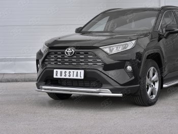 20 949 р. Защита переднего бампера (2 трубы Ø42 мм, нержавейка) SLITKOFF  Toyota RAV4  XA50 (2018-2024) 5 дв. дорестайлинг  с доставкой в г. Таганрог. Увеличить фотографию 3