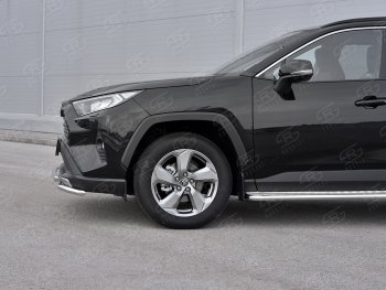 20 949 р. Защита переднего бампера (2 трубы Ø42 мм, нержавейка) SLITKOFF  Toyota RAV4  XA50 (2018-2024) 5 дв. дорестайлинг  с доставкой в г. Таганрог. Увеличить фотографию 4