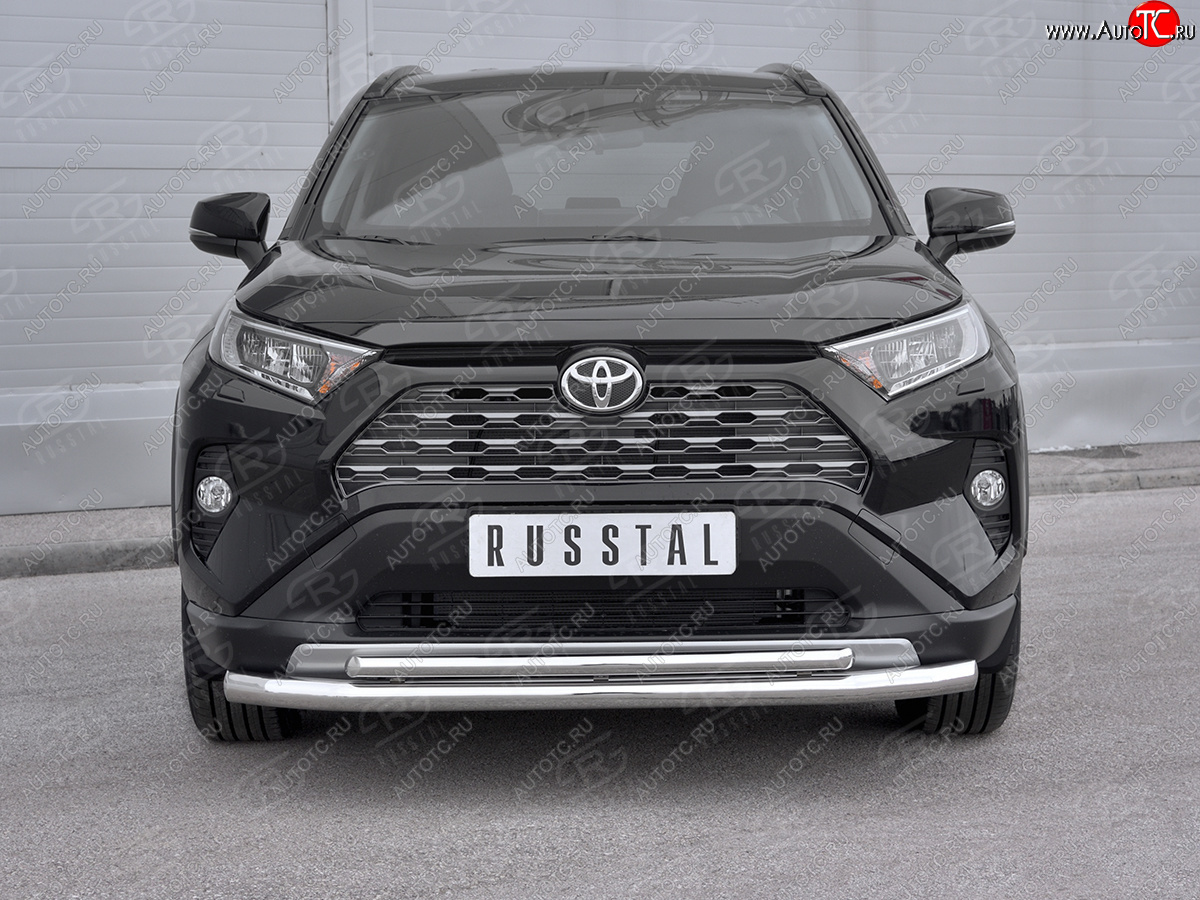 22 399 р. Защита переднего бампера (2 трубы Ø63 и 42 мм, нержавейка) SLITKOFF Toyota RAV4 XA50 5 дв. дорестайлинг (2018-2024)  с доставкой в г. Таганрог