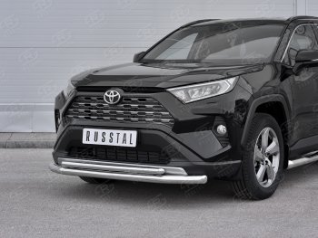 22 399 р. Защита переднего бампера (2 трубы Ø63 и 42 мм, нержавейка) SLITKOFF Toyota RAV4 XA50 5 дв. дорестайлинг (2018-2024)  с доставкой в г. Таганрог. Увеличить фотографию 2