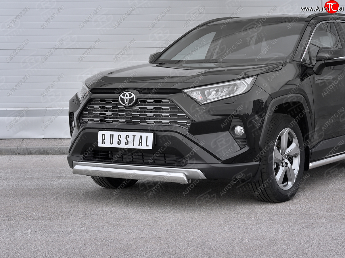 15 999 р. Защита переднего бампера (Ø75х42 мм, нержавейка) Russtal Toyota RAV4 XA50 5 дв. дорестайлинг (2018-2024)  с доставкой в г. Таганрог