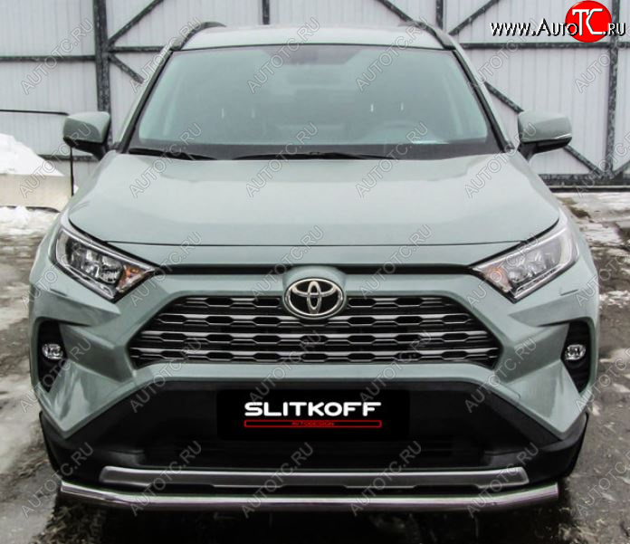 11 949 р. Защита переднего бампера Slitkoff (Ø57 мм)  Toyota RAV4  XA50 (2018-2024) 5 дв. дорестайлинг (Нержавейка)  с доставкой в г. Таганрог