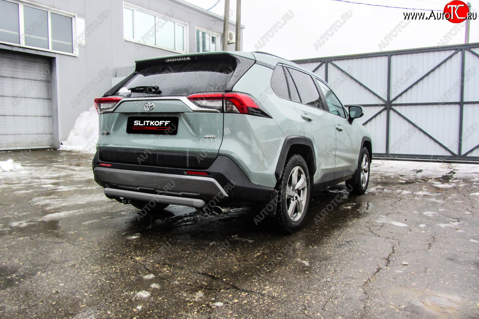 6 399 р. Защита заднего бампера Slitkoff (Ø57 мм)  Toyota RAV4  XA50 (2018-2025) 5 дв. дорестайлинг (Сталь с полимерным покрытием в цвет: серебристый)  с доставкой в г. Таганрог