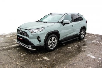 19 449 р. Пороги алюминиевые Slitkoff  Toyota RAV4  XA50 (2018-2024) 5 дв. дорестайлинг (Optima Black )  с доставкой в г. Таганрог. Увеличить фотографию 3