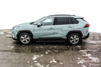 19 449 р. Пороги алюминиевые Slitkoff  Toyota RAV4  XA50 (2018-2024) 5 дв. дорестайлинг (Optima Black )  с доставкой в г. Таганрог. Увеличить фотографию 4