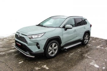 19 449 р. Пороги алюминиевые Slitkoff  Toyota RAV4  XA50 (2018-2024) 5 дв. дорестайлинг (Optima Silver)  с доставкой в г. Таганрог. Увеличить фотографию 3