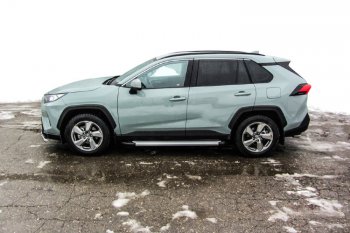 19 449 р. Пороги алюминиевые Slitkoff  Toyota RAV4  XA50 (2018-2024) 5 дв. дорестайлинг (Optima Silver)  с доставкой в г. Таганрог. Увеличить фотографию 2