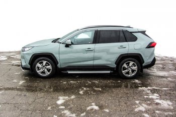 24 999 р. Пороги алюминиевые Slitkoff  Toyota RAV4  XA50 (2018-2024) 5 дв. дорестайлинг (Standart Silver)  с доставкой в г. Таганрог. Увеличить фотографию 3