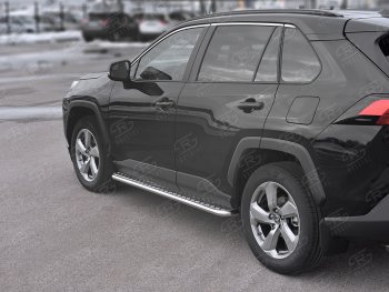 25 849 р. Пороги SLITKOFF d42 с листом  Toyota RAV4  XA50 (2018-2024) 5 дв. дорестайлинг (лист алюминий, труба сталь)  с доставкой в г. Таганрог. Увеличить фотографию 2