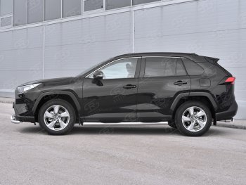 26 999 р. Защита порогов на SLITKOFF d76 с накладкой  Toyota RAV4  XA50 (2018-2024) 5 дв. дорестайлинг (защита порогов со скосами на торцах)  с доставкой в г. Таганрог. Увеличить фотографию 2