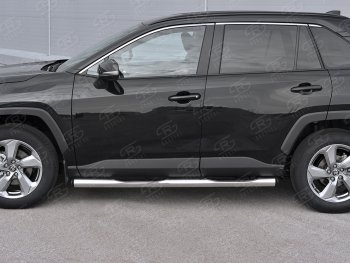 24 999 р. Защита порогов на SLITKOFF труба d76 с накладкой  Toyota RAV4  XA50 (2018-2024) 5 дв. дорестайлинг (защита порогов с заглушками на торцах)  с доставкой в г. Таганрог. Увеличить фотографию 2