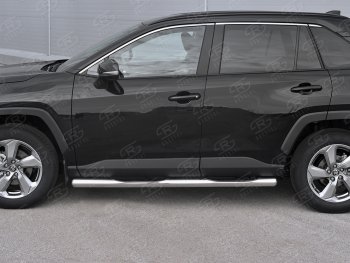 26 999 р. Защита порогов на SLITKOFF труба d76 с накладкой  Toyota RAV4  XA50 (2018-2024) 5 дв. дорестайлинг (защита порогов с закругленными торцами)  с доставкой в г. Таганрог. Увеличить фотографию 2