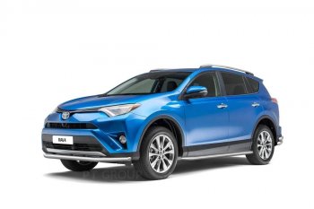 25 899 р. Порожки для ног из трубы Ø51 с алюминиевой площадкой Petroil Tuning  Toyota RAV4  XA40 (2012-2019) 5 дв. дорестайлинг, 5 дв. рестайлинг (Нержавеющая полированная сталь)  с доставкой в г. Таганрог. Увеличить фотографию 2