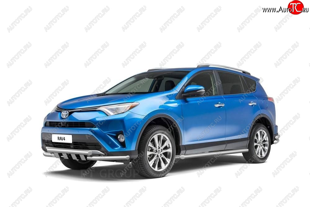 25 999 р. Защита порогов из трубы Ø63 Petroil Tuning Toyota RAV4 XA40 5 дв. рестайлинг (2015-2019) (Нержавеющая полированная сталь)  с доставкой в г. Таганрог