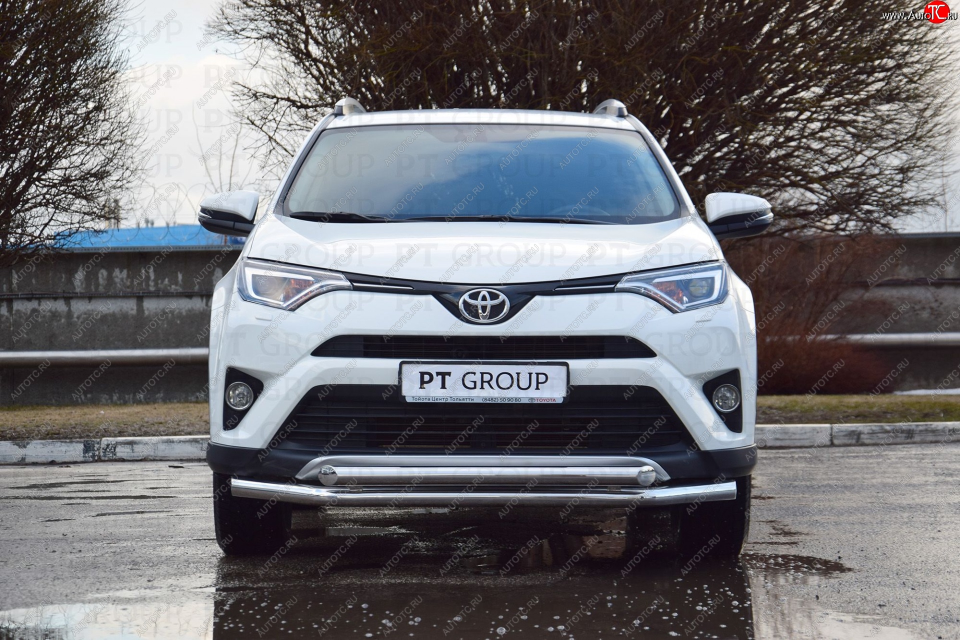 23 799 р. Защита переднего бампера двойная из труб d63/63 мм Petroil Tuning  Toyota RAV4  XA40 (2015-2019) 5 дв. рестайлинг (Нержавеющая полированная сталь)  с доставкой в г. Таганрог