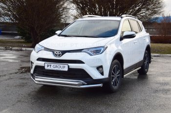 23 799 р. Защита переднего бампера двойная из труб d63/63 мм Petroil Tuning  Toyota RAV4  XA40 (2015-2019) 5 дв. рестайлинг (Нержавеющая полированная сталь)  с доставкой в г. Таганрог. Увеличить фотографию 2