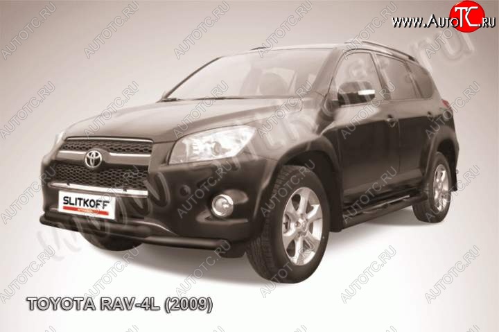 10 299 р. Защита переднего бампер Slitkoff Toyota RAV4 XA30 5 дв. удлиненный 1-ый рестайлинг (2009-2010) (Цвет: серебристый)  с доставкой в г. Таганрог