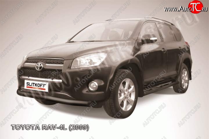 9 449 р. Защита переднего бампера из трубы d76 Slitkoff  Toyota RAV4  XA30 (2009-2010) 5 дв. удлиненный 1-ый рестайлинг (Цвет: серебристый)  с доставкой в г. Таганрог