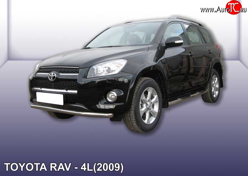 11 749 р. Одинарная защита переднего бампера из трубы диаметром 57 мм Slitkoff  Toyota RAV4  XA30 (2009-2010) 5 дв. удлиненный 1-ый рестайлинг (Цвет: нержавеющая полированная сталь)  с доставкой в г. Таганрог