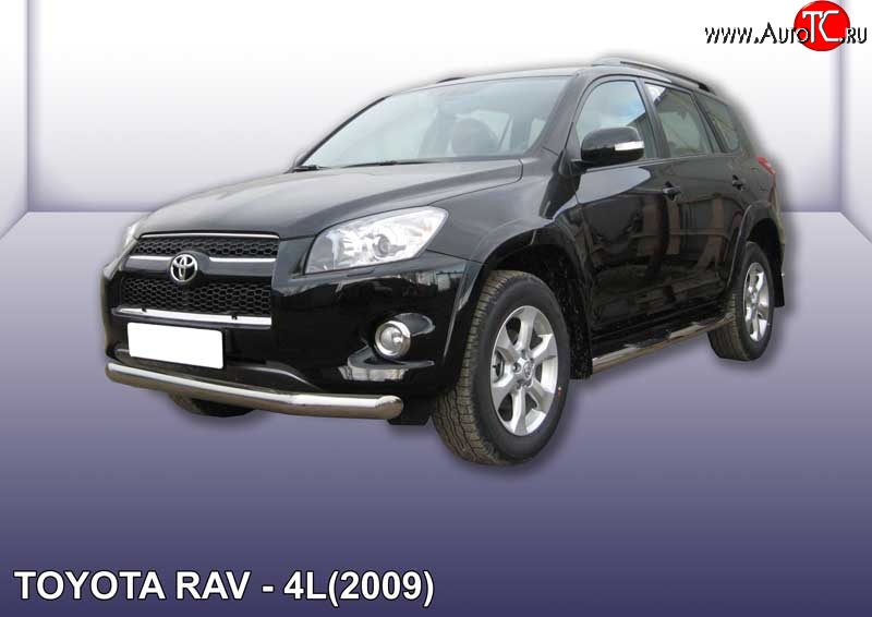 13 499 р. Одинарная защита переднего бампера диаметром 76 мм Slitkoff Toyota RAV4 XA30 5 дв. удлиненный 1-ый рестайлинг (2009-2010) (Цвет: нержавеющая полированная сталь)  с доставкой в г. Таганрог