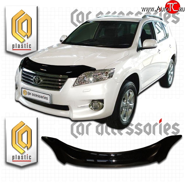 2 199 р. Дефлектор капота CA-Plastic  Toyota RAV4  XA30 (2010-2013) 5 дв. 2-ой рестайлинг, 5 дв. удлиненный 2-ой рестайлинг (Classic черный, Без надписи)  с доставкой в г. Таганрог