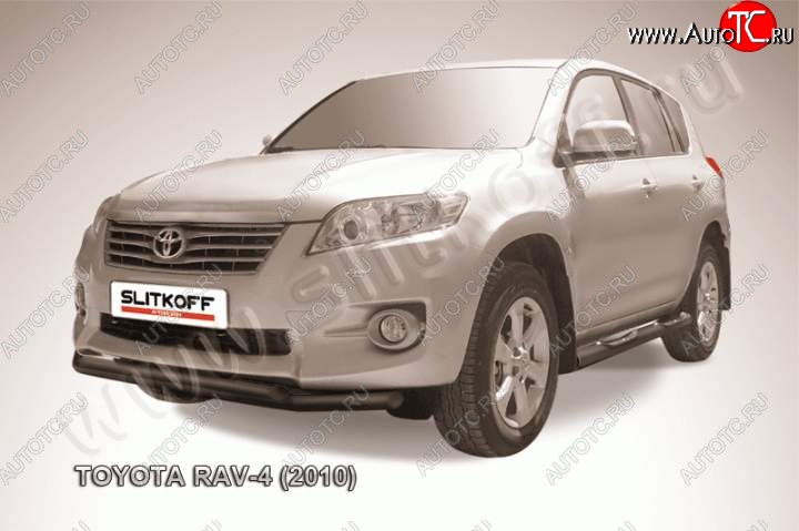 10 299 р. Защита переднего бампер Slitkoff Toyota RAV4 XA30 5 дв. 2-ой рестайлинг (2010-2013) (Цвет: серебристый)  с доставкой в г. Таганрог