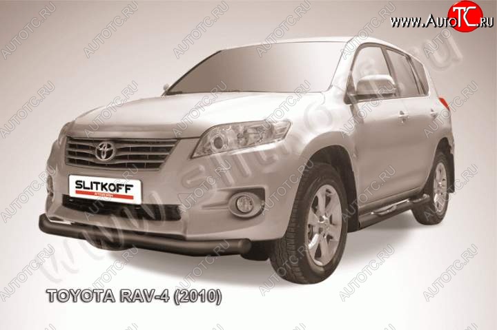 9 449 р. Защита переднего бампер Slitkoff  Toyota RAV4  XA30 (2010-2013) 5 дв. 2-ой рестайлинг, 5 дв. удлиненный 2-ой рестайлинг (Цвет: серебристый)  с доставкой в г. Таганрог