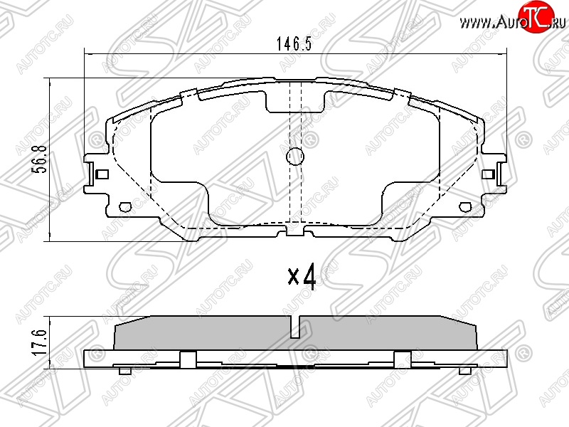 1 499 р. Колодки тормозные SAT (передние)  Toyota RAV4 ( XA305,  XA30,  XA40) (2005-2015) 5 дв. дорестайлинг, 5 дв. 2-ой рестайлинг, 5 дв. удлиненный 2-ой рестайлинг, 5 дв. дорестайлинг  с доставкой в г. Таганрог