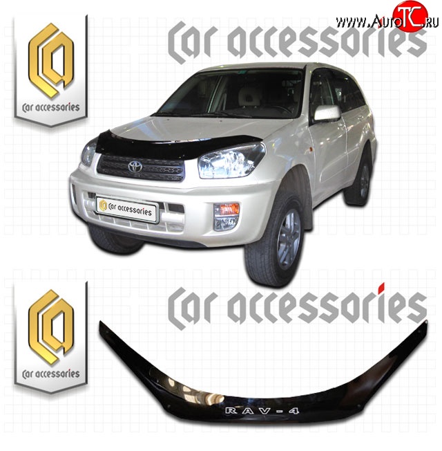 2 199 р. Дефлектор капота CA-Plastic  Toyota RAV4  CA20 (2000-2005) 5 дв. дорестайлинг, 5 дв. рестайлинг (Classic черный, Без надписи)  с доставкой в г. Таганрог