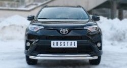 19 549 р. Защита переднего бампера (2 трубыØ63 и 42 мм, нержавейка) SLITKOFF  Toyota RAV4  XA40 (2015-2019) 5 дв. рестайлинг  с доставкой в г. Таганрог. Увеличить фотографию 1