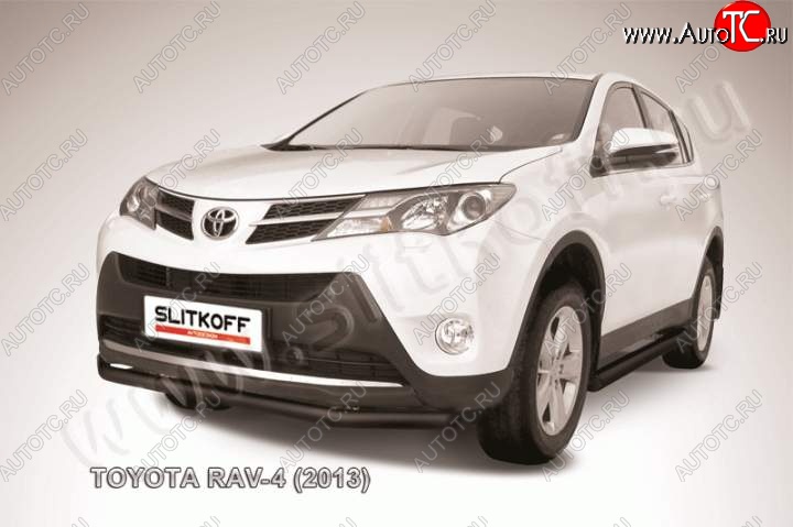 7 499 р. Защита переднего бампер Slitkoff  Toyota RAV4  XA40 (2012-2015) 5 дв. дорестайлинг (Цвет: серебристый)  с доставкой в г. Таганрог