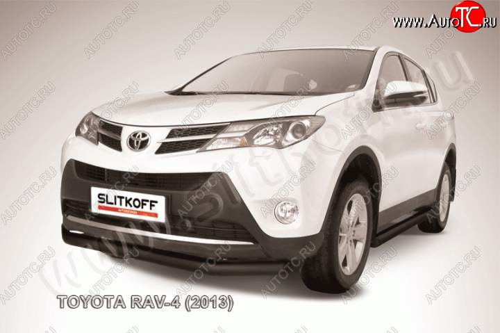 9 549 р. Защита переднего бампер Slitkoff  Toyota RAV4  XA40 (2012-2015) 5 дв. дорестайлинг (Цвет: серебристый)  с доставкой в г. Таганрог